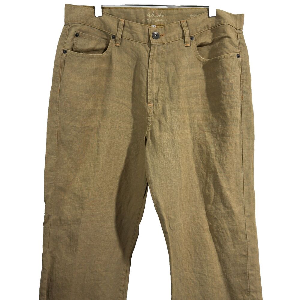 Abito Men's 5 Pocket Straight Leg Linen Jeans Size 36x30 Made in Mexico